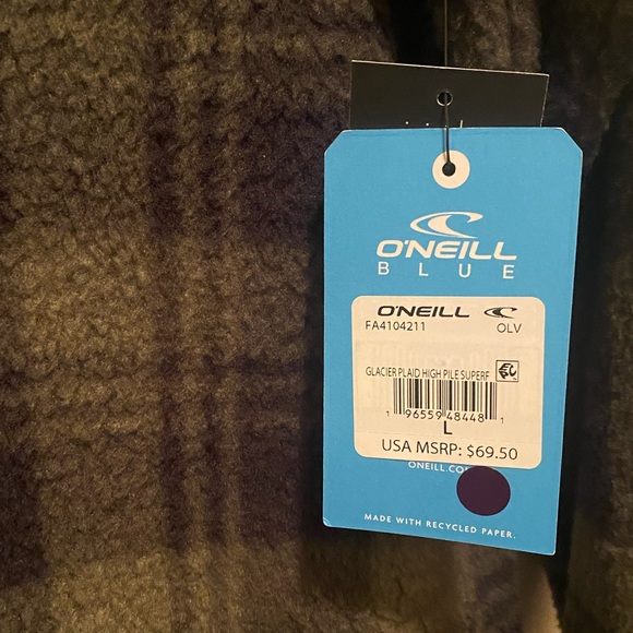 O’neill “Glacier Plaid High Pile‎ Superfleece”. Size L. New with tags - Picture 8 of 8